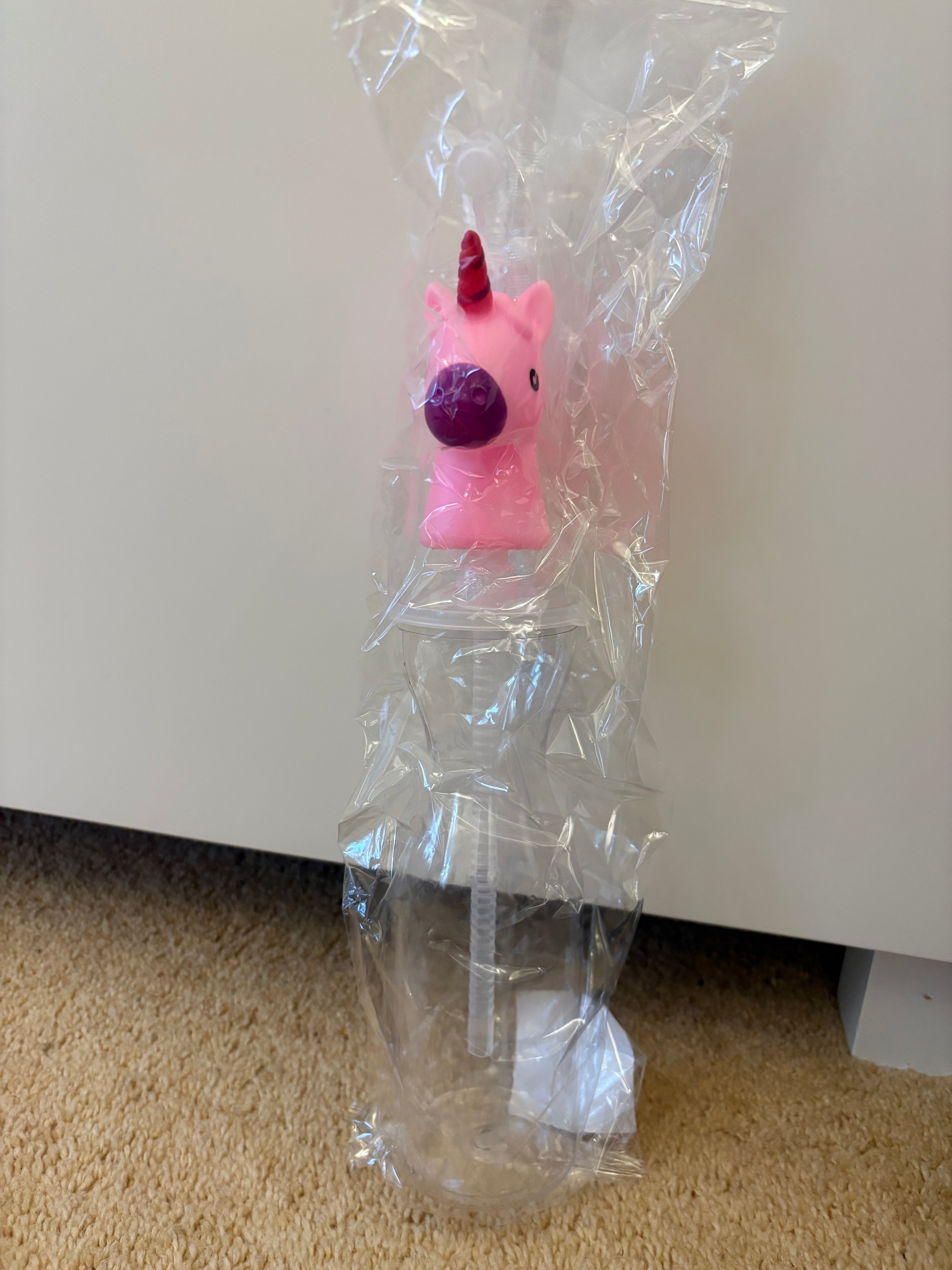 Pink Unicorn 500ml Straw bottle