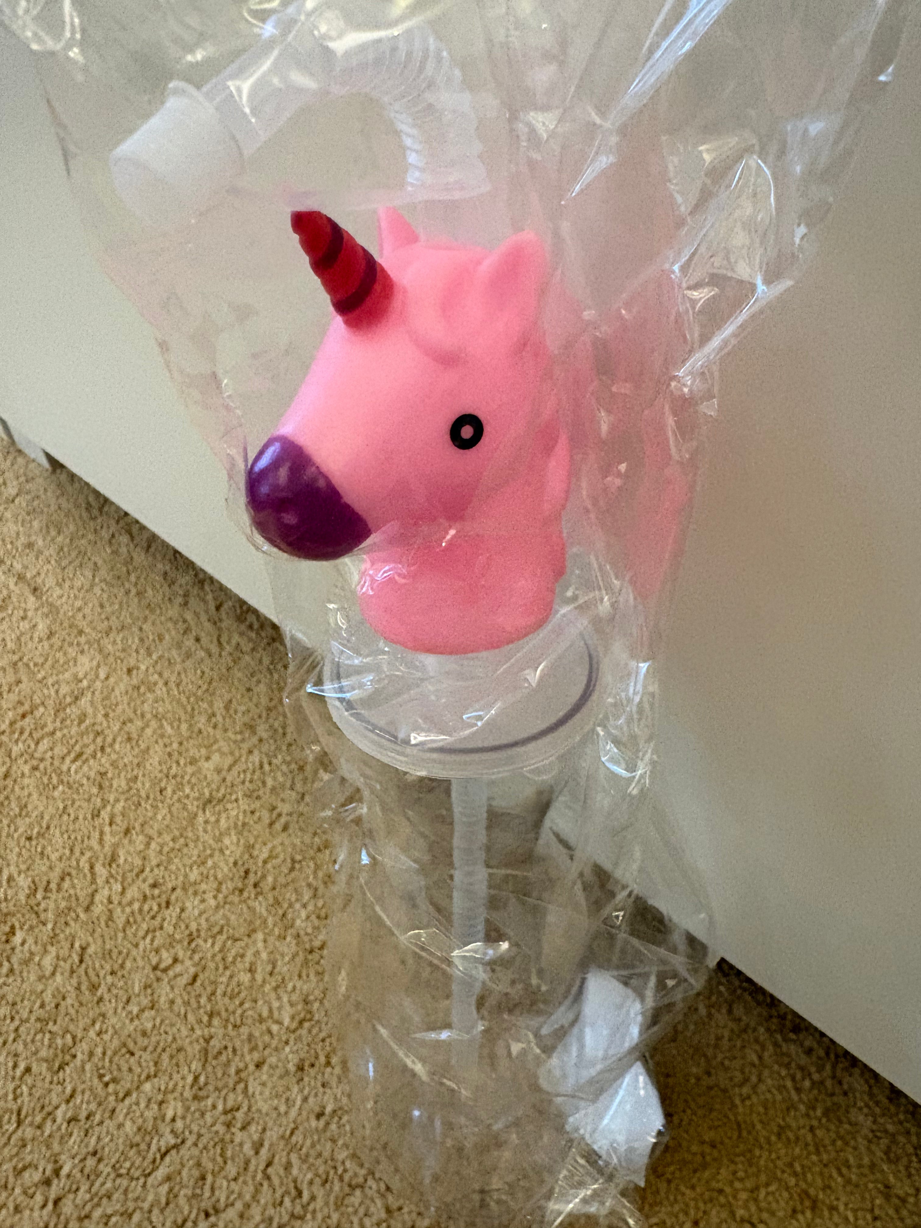 Pink Unicorn 500ml Straw bottle