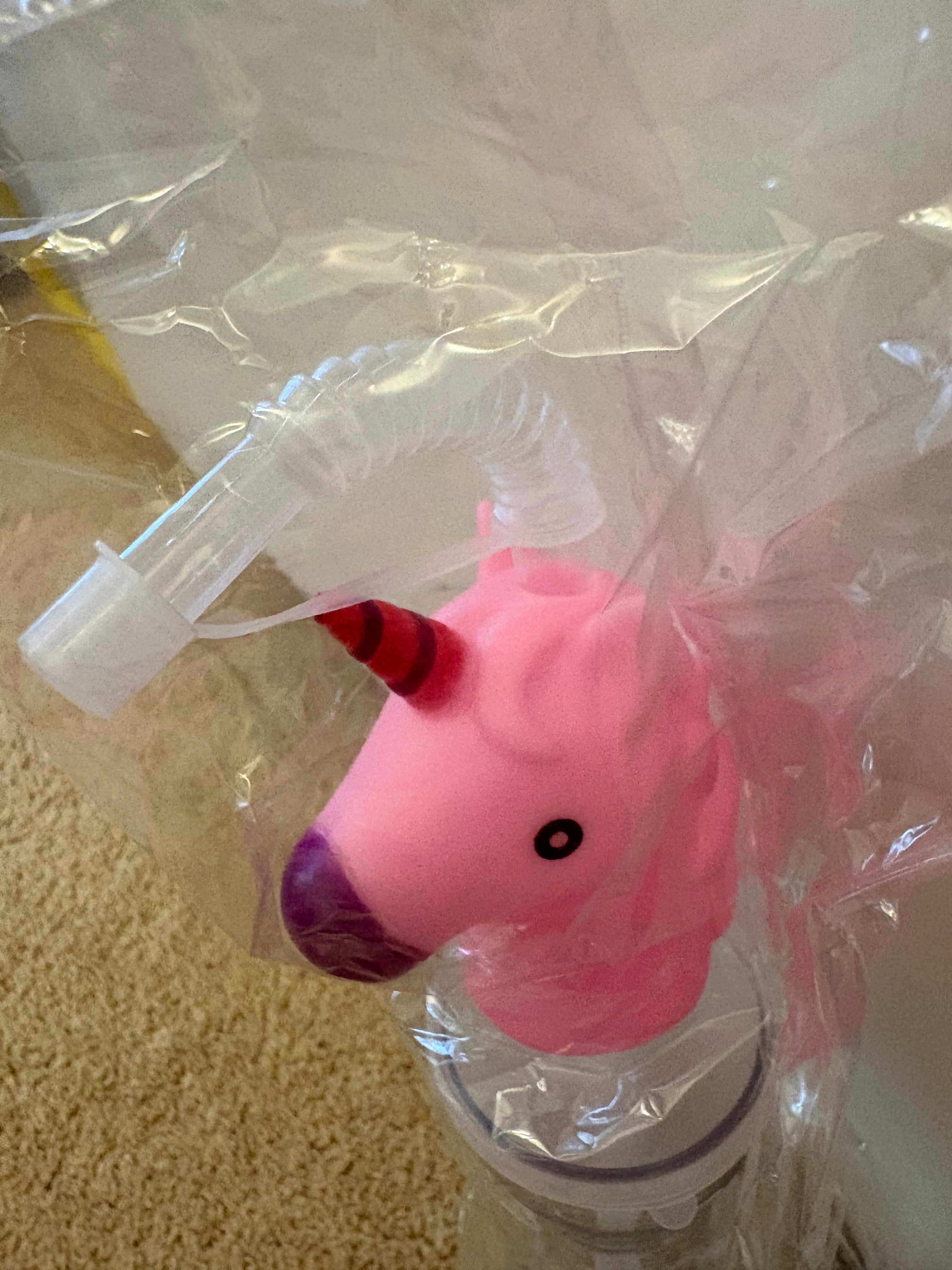 Pink Unicorn 500ml Straw bottle